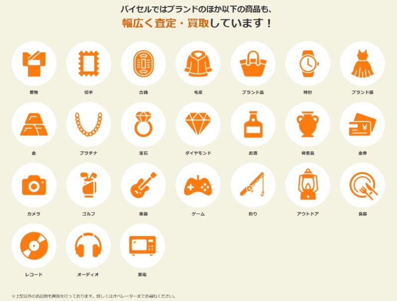 バイセル取り扱い商品